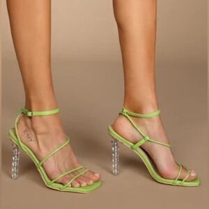 Lulus Quinta Green Sculpted High Heel Sandals - Size 7.5